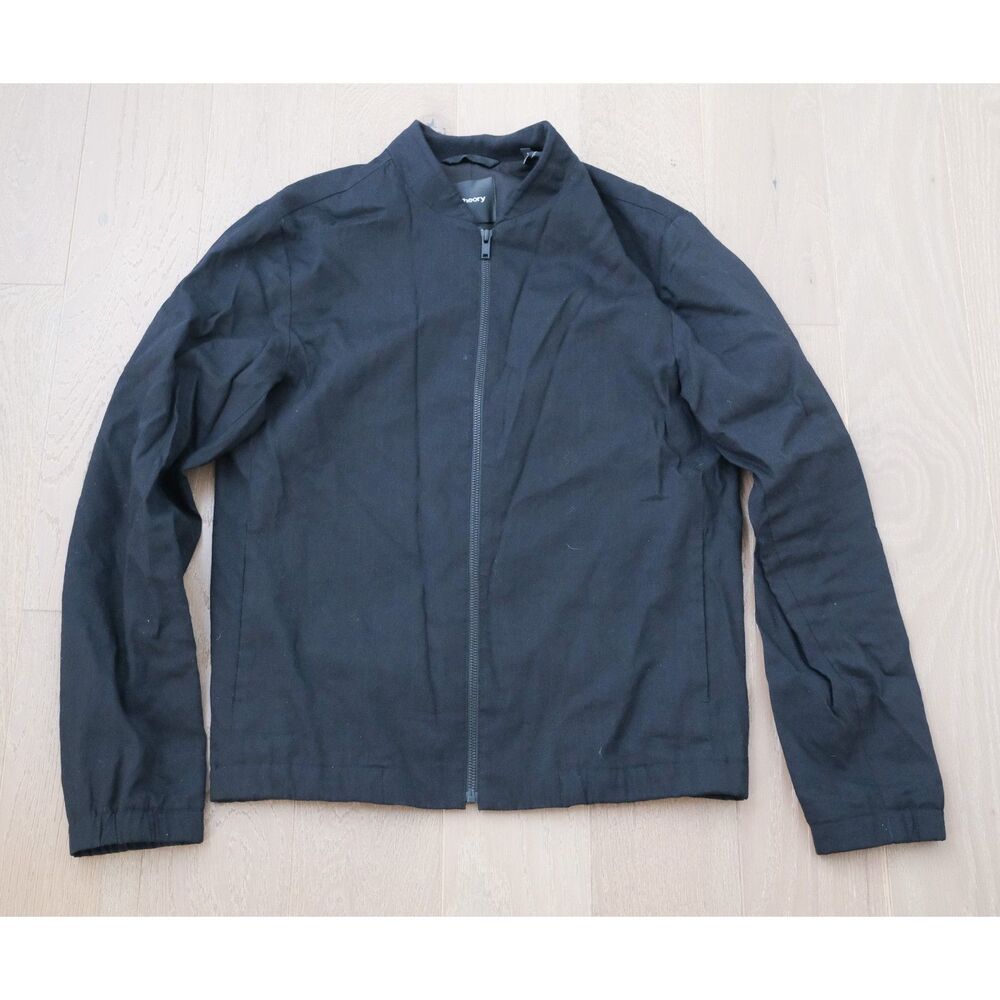 Theory Carlin Crunch 2 Black Zip Up Jacket Size S Small Linen Blend